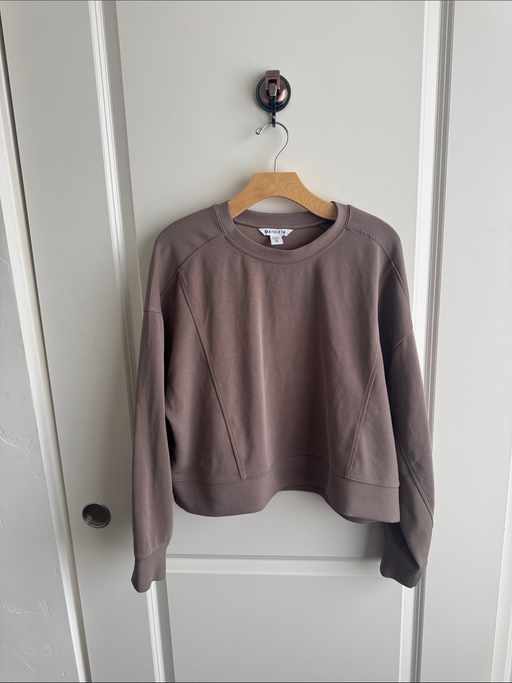 Athleta Cropped Crew Sweatshirt in Taupe Brown